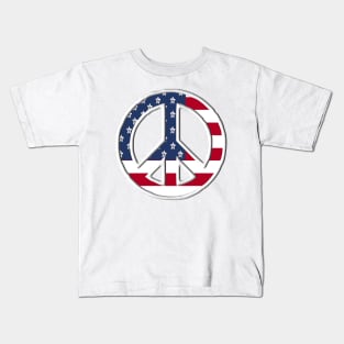 Peace With American Flag Kids T-Shirt